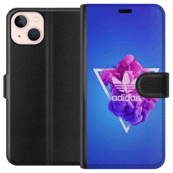 Apple iPhone 13 mini Tegnebogsetui Adidas-inspireret blåt design - sporty motiv med retrovibe i blå toner
