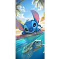 Pikkukuva 4 / 4: Apple iPhone 13 Pro Lompakkokotelo Stitch kilpikonnalla - söpö sininen avaruusolento trooppisessa rantaympäristössä Disneyn tapaan