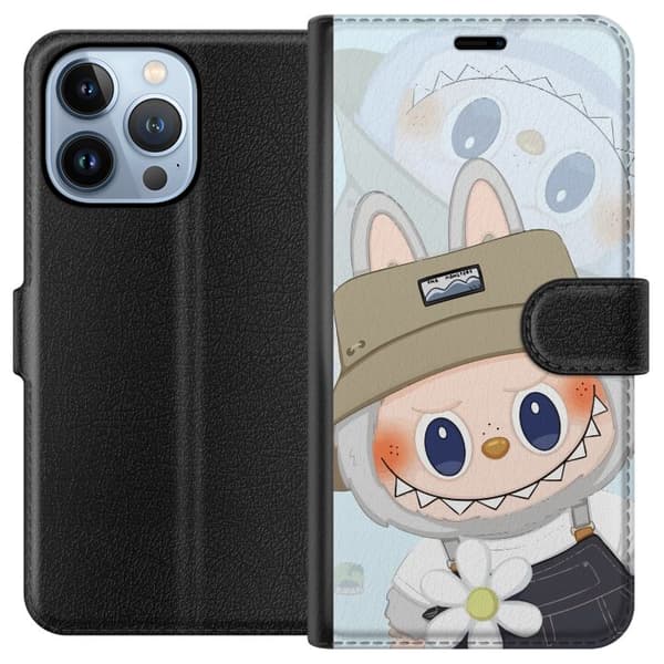 Apple iPhone 13 Pro Lompakkokotelo Labubu hattuineen - Pop Mart -hahmo Mr. Butcher retrotyylillä ja luonteella