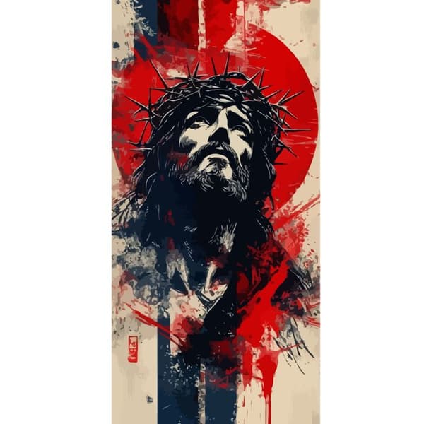 Apple iPhone 13 Pro Lompakkokotelo Jeesus ristillä - kristillinen aihe vahvalla symboliikalla uskosta ja toivosta