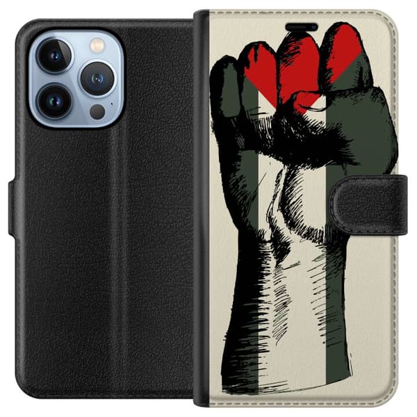 Apple iPhone 13 Pro Lommeboketui Hand knyttet i Palestinas farger - kraftig symbol for frihetsbevegelsen