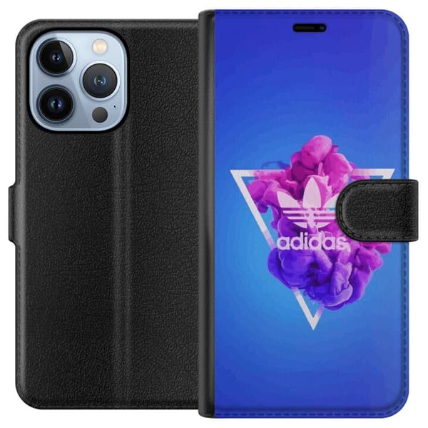 Apple iPhone 13 Pro Lompakkokotelo Adidas-inspiroitunut sininen muotoilu - urheilullinen motiivi retro-vibeillä sinisissä sävyissä