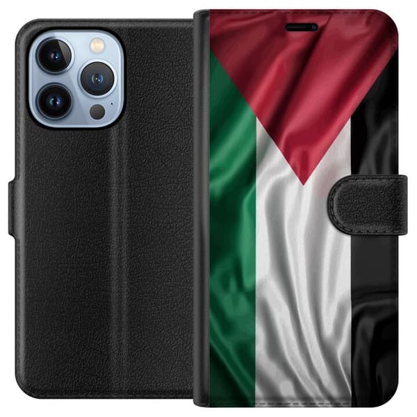 Apple iPhone 13 Pro Lompakkokotelo Palestiinan lippu – ikoninen vapauden symboli punaisessa, mustassa, valkoisessa ja vihreässä
