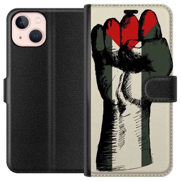 Apple iPhone 13 Lompakkokotelo Käsi sidottu Palestinan väreihin - voimakas symboli vapausliikkeelle