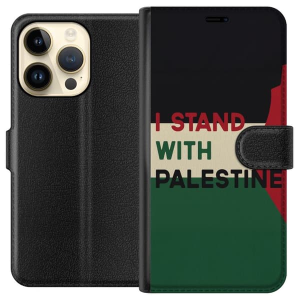 Apple iPhone 14 Pro Tegnebogsetui Stå sammen med Palæstina - solidaritetsdesign med en stærk besked