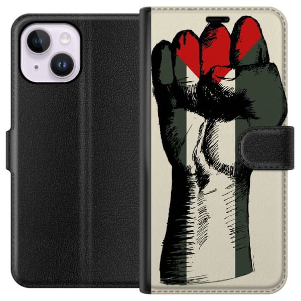 Apple iPhone 14 Plus Lommeboketui Hand knyttet i Palestinas farger - kraftig symbol for frihetsbevegelsen