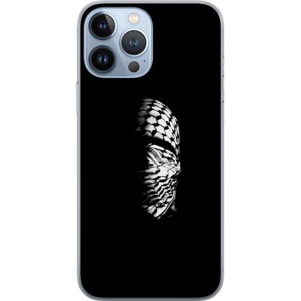 Apple iPhone 13 Pro Max Gjennomsiktig deksel Keffiyeh-mønster - klassisk svart-hvit palestinsk sjal med kulturell betydning