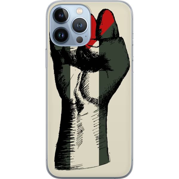 Apple iPhone 13 Pro Max Gjennomsiktig deksel Hand knyttet i Palestinas farger - kraftig symbol for frihetsbevegelsen