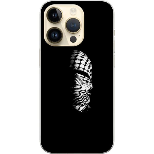 Apple iPhone 14 Pro Gennemsigtig cover Keffiyeh-mønster - klassisk sort-hvid palæstinensisk tørklæde med kulturel betydning