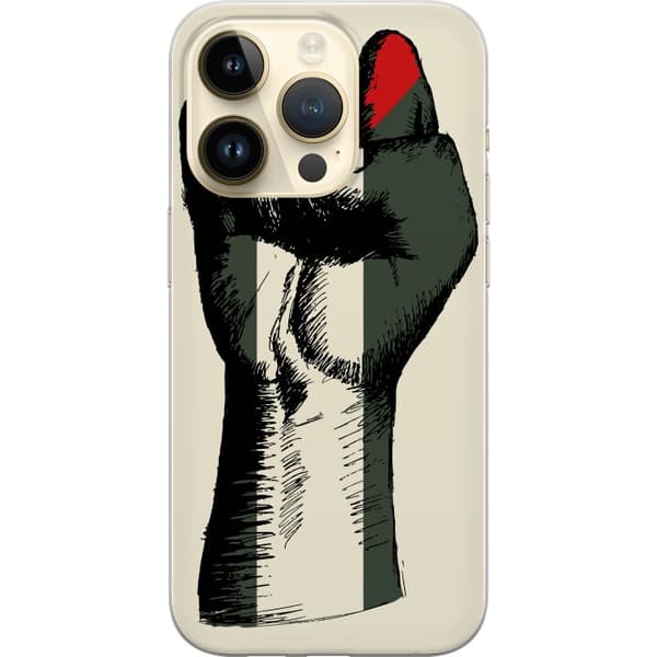 Apple iPhone 14 Pro Gennemsigtig cover Hånd bundet i Palæstinas farver - kraftfuldt symbol for frihedsbevægelsen