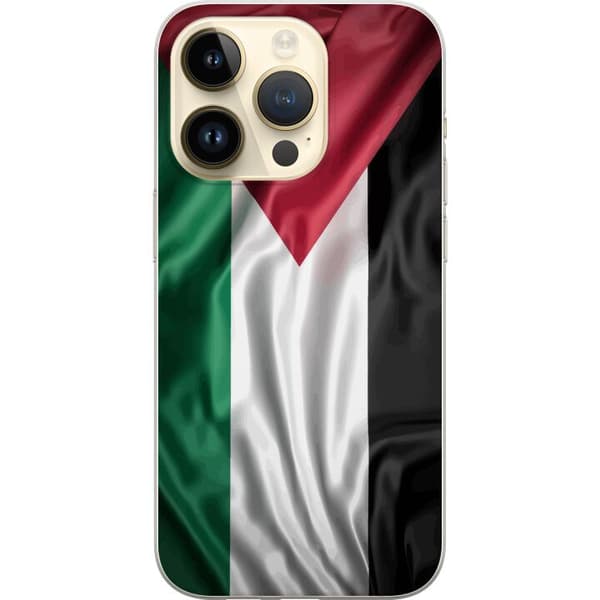 Apple iPhone 14 Pro Gennemsigtig cover Palestinaflaget – ikonisk frihedssymbol i rød, sort, hvid og grøn