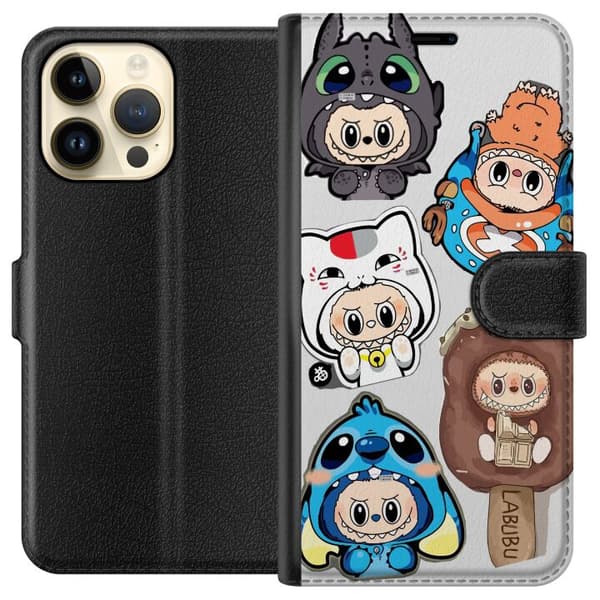 Apple iPhone 14 Pro Max Lompakkokotelo Labubu hahmokokoelma - Pop Mart Labubu The Monsters väriluulisessa muotoilussa