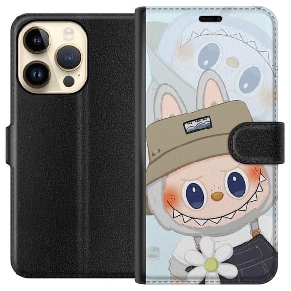 Apple iPhone 15 Pro Lommeboketui Labubu med hatt - Pop Mart-figur Mr. Butcher i retrostil med karakter