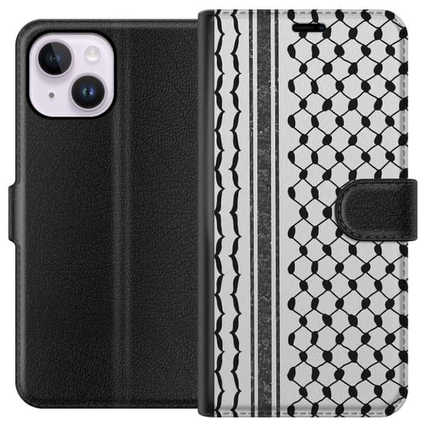 Apple iPhone 15 Plus Lommeboketui Palestinsk mønster - inspirert av tradisjonell stil keffiyeh-stoff