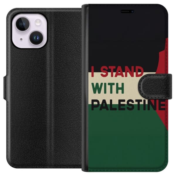 Apple iPhone 15 Plus Tegnebogsetui Stå sammen med Palæstina - solidaritetsdesign med en stærk besked