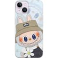 Miniatyrbillede 1 af 3: Apple iPhone 15 Plus Gennemsigtig cover Labubu med hat - Pop Mart figur Mr. Butcher i retro-stil med karakter