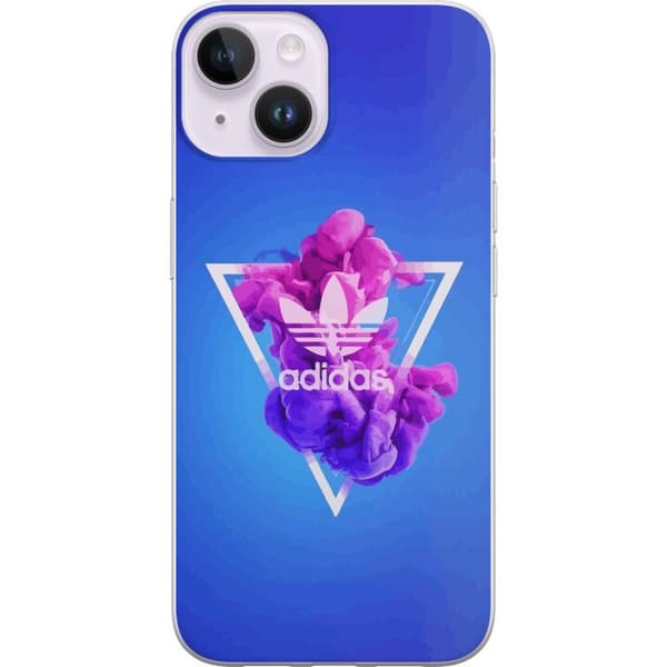 Apple iPhone 15 Plus Gjennomsiktig deksel Adidas-inspirert blått design - sporty motiv med retro vibe i blåtoner