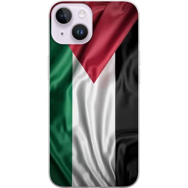 Apple iPhone 15 Plus Läpinäkyvä kuori Palestiinan lippu – ikoninen vapauden symboli punaisessa, mustassa, valkoisessa ja vihreässä