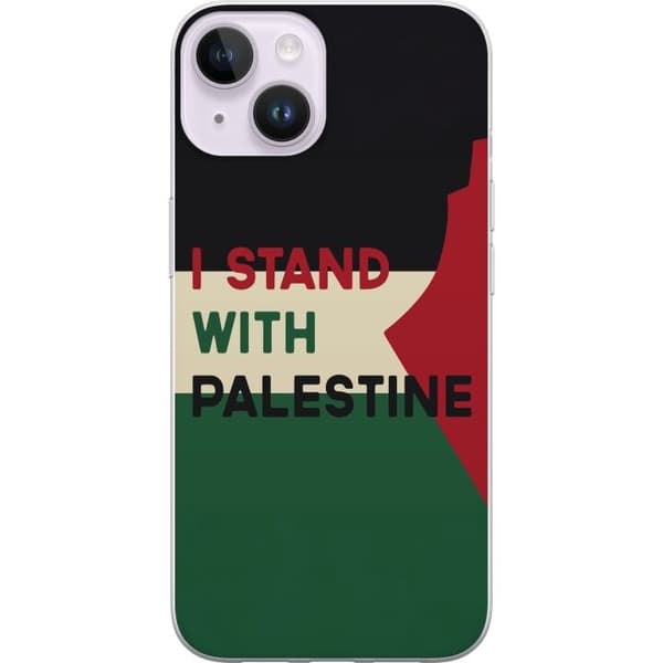 Apple iPhone 15 Plus Läpinäkyvä kuori Pysähdy Palestiinan puolesta - solidaarisuussuunnittelu vahvalla viestillä