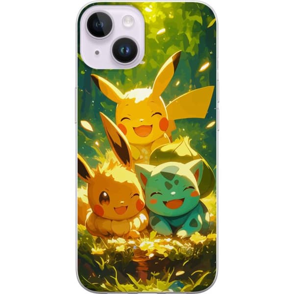 Apple iPhone 15 Plus Gennemsigtig cover Pixelmonster spillestil - farverig design til retro-elskende gamere