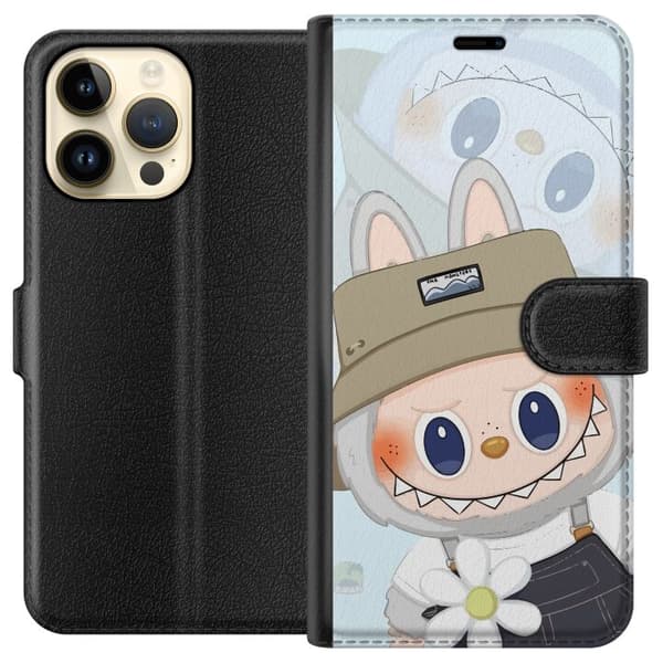 Apple iPhone 15 Pro Max Tegnebogsetui Labubu med hat - Pop Mart figur Mr. Butcher i retro-stil med karakter