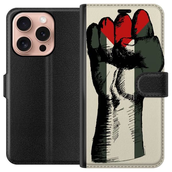 Apple iPhone 16 Pro Plånboksfodral Hand knuten i Palestinas färger – kraftfull symbol för frihetsrörelsen