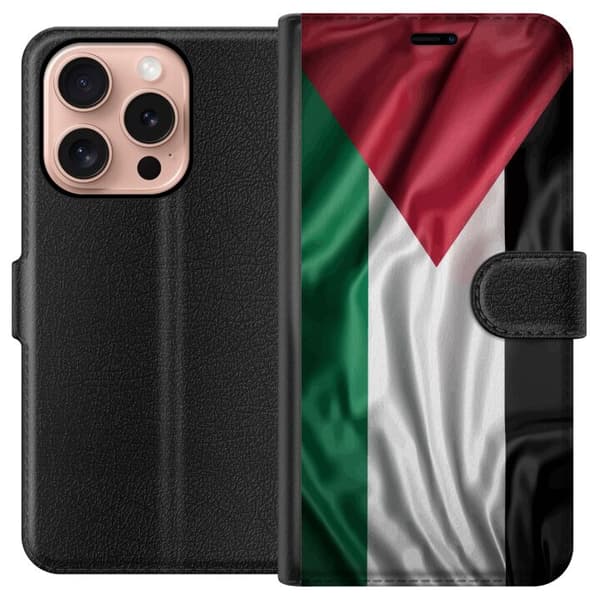 Apple iPhone 16 Pro Lommeboketui Palestinaflagget – ikoniskt symbol på frihet i rødt, svart, hvitt og grønt