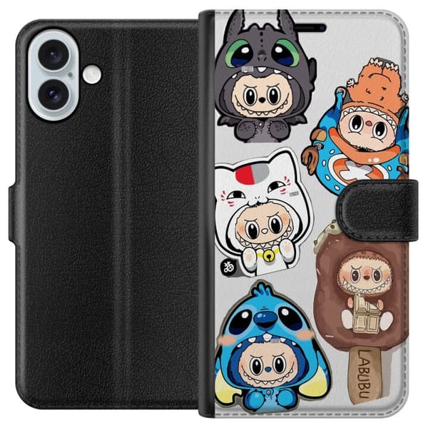 Apple iPhone 16 Plus Lompakkokotelo Labubu hahmokokoelma - Pop Mart Labubu The Monsters väriluulisessa muotoilussa