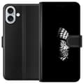 Miniatyrbillede 1 af 3: Apple iPhone 16 Plus Tegnebogsetui Keffiyeh-mønster - klassisk sort-hvid palæstinensisk tørklæde med kulturel betydning