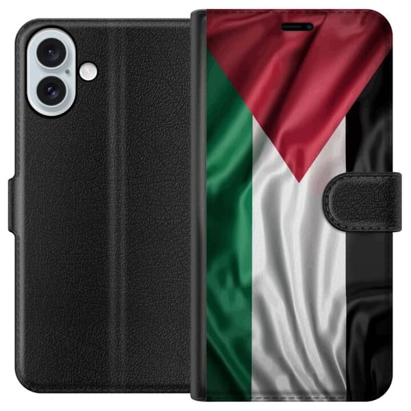 Apple iPhone 16 Plus Lompakkokotelo Palestiinan lippu – ikoninen vapauden symboli punaisessa, mustassa, valkoisessa ja vihreässä