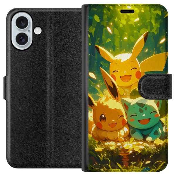 Apple iPhone 16 Plus Lompakkokotelo Pixelmonster pelityyli - värikäs muotoilu retroa rakastaville pelaajille