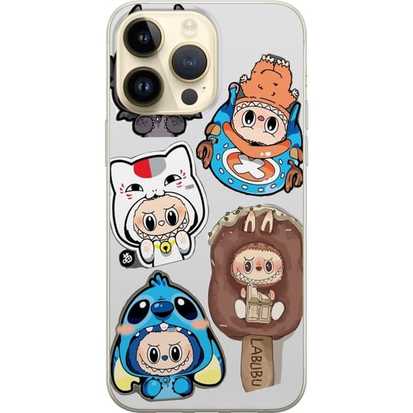 Apple iPhone 15 Pro Max Läpinäkyvä kuori Labubu hahmokokoelma - Pop Mart Labubu The Monsters väriluulisessa muotoilussa