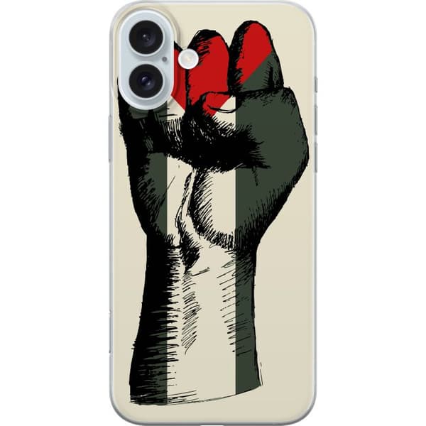 Apple iPhone 16 Plus Läpinäkyvä kuori Käsi sidottu Palestinan väreihin - voimakas symboli vapausliikkeelle