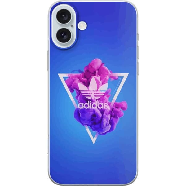 Apple iPhone 16 Plus Läpinäkyvä kuori Adidas-inspiroitunut sininen muotoilu - urheilullinen motiivi retro-vibeillä sinisissä sävyissä