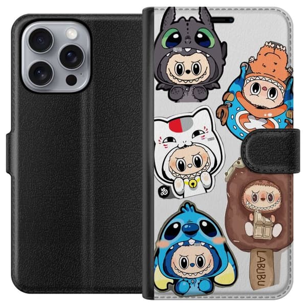 Apple iPhone 16 Pro Max Lompakkokotelo Labubu hahmokokoelma - Pop Mart Labubu The Monsters väriluulisessa muotoilussa