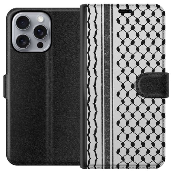 Apple iPhone 16 Pro Max Plånboksfodral Palestinskt mönster – inspirerat av keffiyeh-tyg i traditionell stil