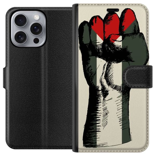Apple iPhone 16 Pro Max Plånboksfodral Hand knuten i Palestinas färger – kraftfull symbol för frihetsrörelsen