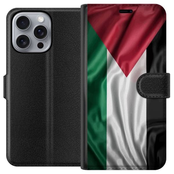 Apple iPhone 16 Pro Max Tegnebogsetui Palestinaflaget – ikonisk frihedssymbol i rød, sort, hvid og grøn