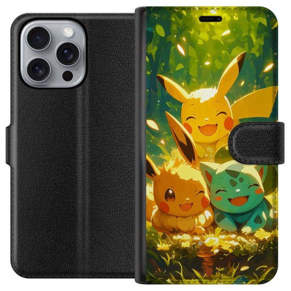 Apple iPhone 16 Pro Max Plånboksfodral Pixelmonster spelstil – färgstark design för retroälskande gamers