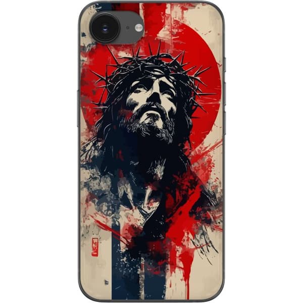 Apple iPhone 16e Läpinäkyvä kuori Jeesus ristillä - kristillinen aihe vahvalla symboliikalla uskosta ja toivosta