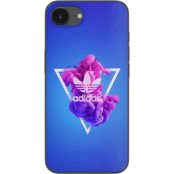 Apple iPhone 16e Läpinäkyvä kuori Adidas-inspiroitunut sininen muotoilu - urheilullinen motiivi retro-vibeillä sinisissä sävyissä