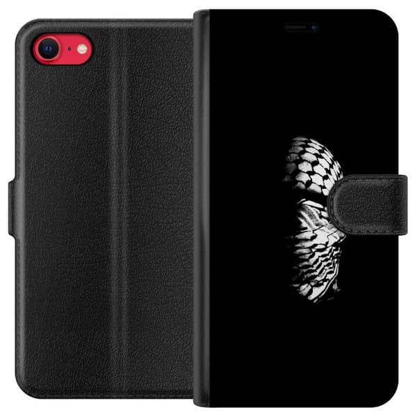 Apple iPhone SE (2020) Lommeboketui Keffiyeh-mønster - klassisk svart-hvit palestinsk sjal med kulturell betydning