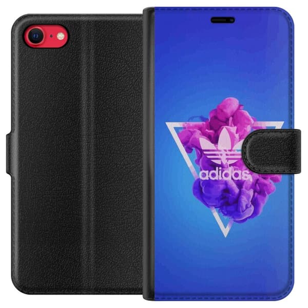 Apple iPhone SE (2022) Tegnebogsetui Adidas-inspireret blåt design - sporty motiv med retrovibe i blå toner
