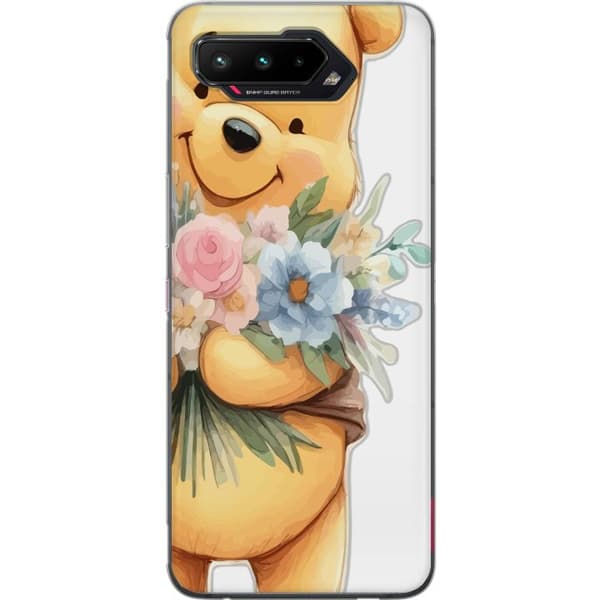 Asus ROG Phone 5 Genomskinligt Skal Nalle Puh med blommor – klassisk barnfavorit i blommande vårmiljö