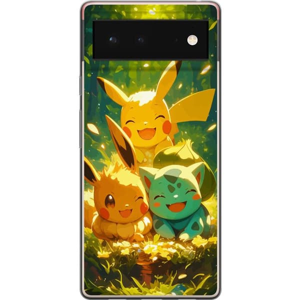 Google Pixel 6 Genomskinligt Skal Pixelmonster spelstil – färgstark design för retroälskande gamers
