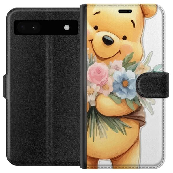 Google Pixel 6a Tegnebogsetui Nalle Puh med blomster - klassisk børnefavorit i en blomstrende forårs miljø