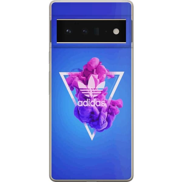 Google Pixel 6 Pro Gennemsigtig cover Adidas-inspireret blåt design - sporty motiv med retrovibe i blå toner