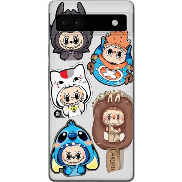 Google Pixel 6a Genomskinligt Skal Labubu figursamling – Pop Mart Labubu The Monsters i färgglad design