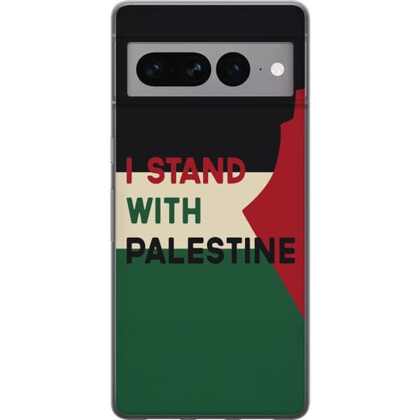 Google Pixel 7 Pro Läpinäkyvä kuori Pysähdy Palestiinan puolesta - solidaarisuussuunnittelu vahvalla viestillä