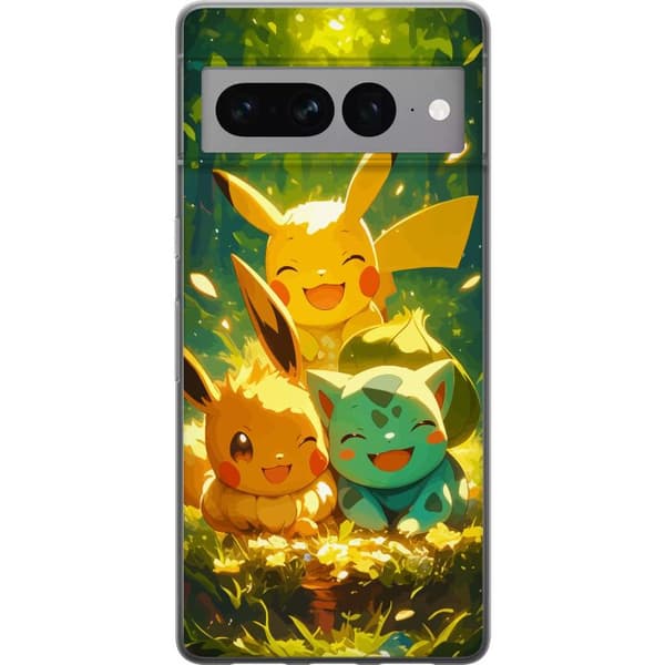 Google Pixel 7 Pro Gennemsigtig cover Pixelmonster spillestil - farverig design til retro-elskende gamere